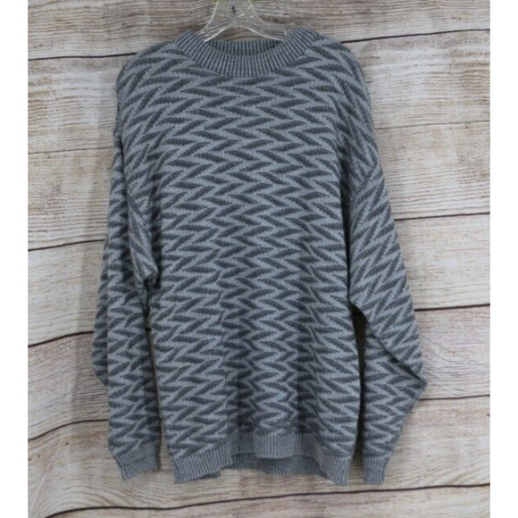 VINTAGE Street Closed Mens Size Large Crew Neck Knit Oversize Sweater Gray - Picture 1 of 6